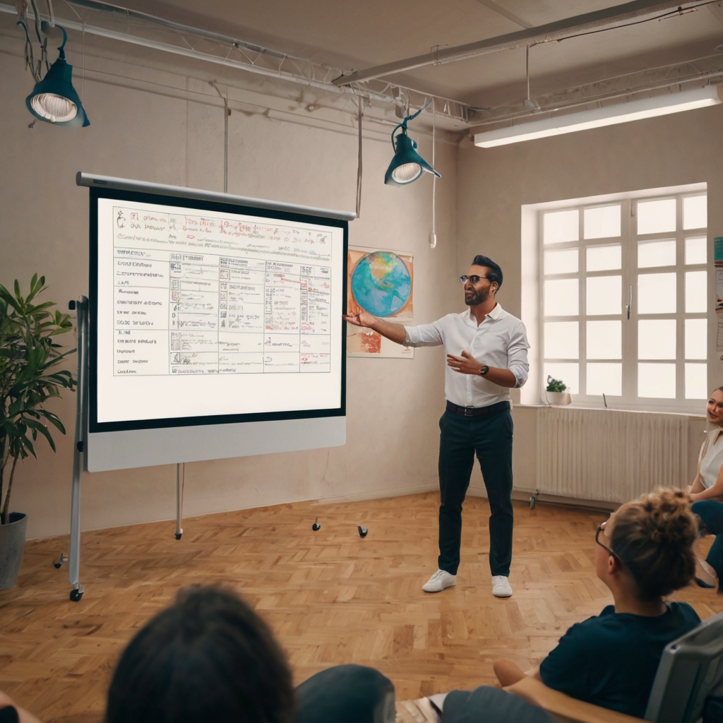 Default create an image of someone teaching a course or traini 2