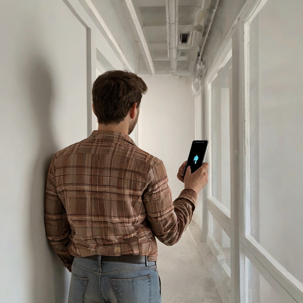 Default generate an image of a person with their cell phone in